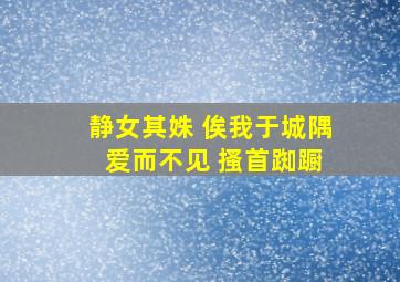 静女其姝 俟我于城隅 爱而不见 搔首踟蹰